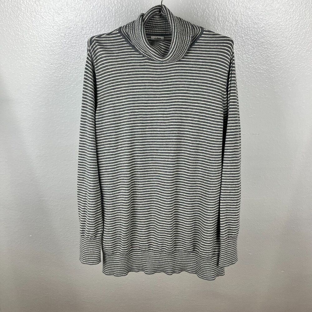 LL Bean Striped Turtleneck Sweater Womens XL Cashmere Cottagecore Academia Basic